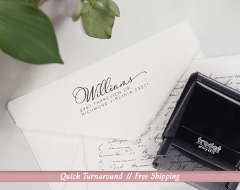 Script Address Stamp, Self Inking Address Stamp, Personalized Housewarming Gift, Wedding Gift. Custom Address Stamp 2.5x1"