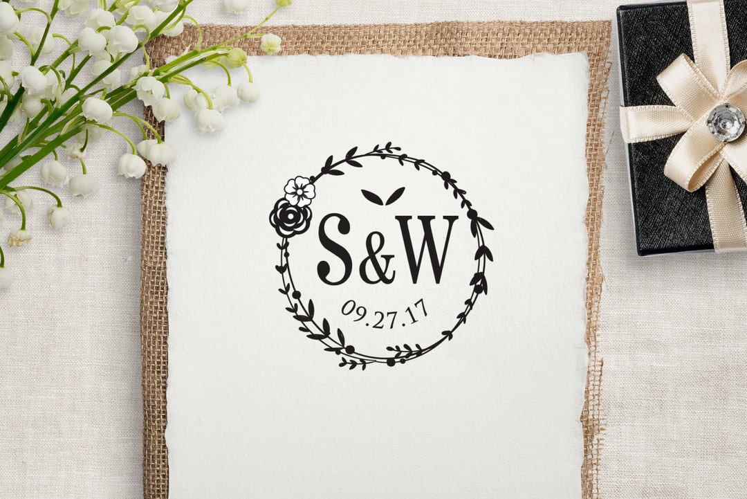Custom Rubber Stamp Wedding Monogram Stamp DIY Wedding Stamp Etsy