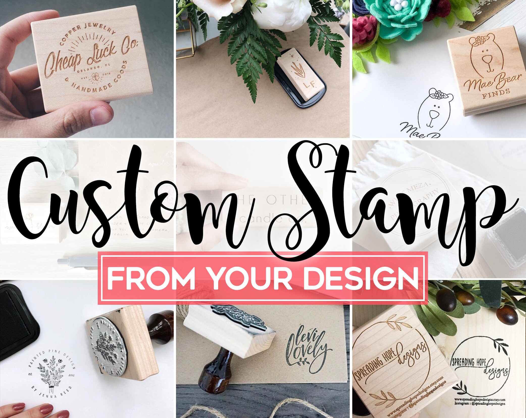 Custom Name Stamps Return Address Rubber Stamper Business Handmade Craft Design 
