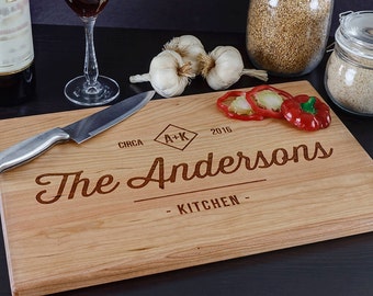 Custom Cutting Board, Personalized Cutting Board, Wedding Gifts for Newlyweds or Anniversary, Housewarming Gift, Engraved Wood Cutting Board