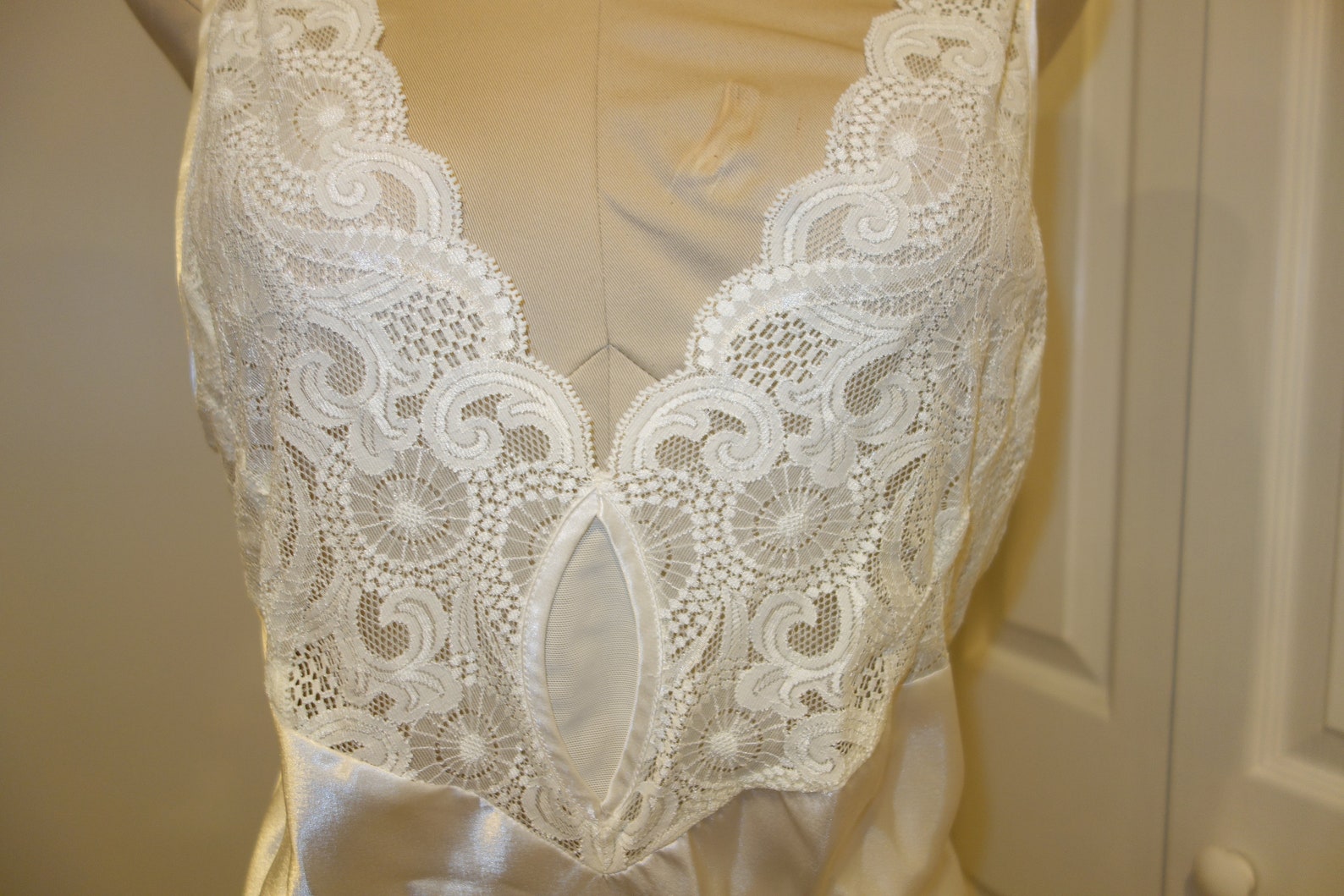 Vintage Victoria's Secret White Satin Lace Nightgown | Etsy
