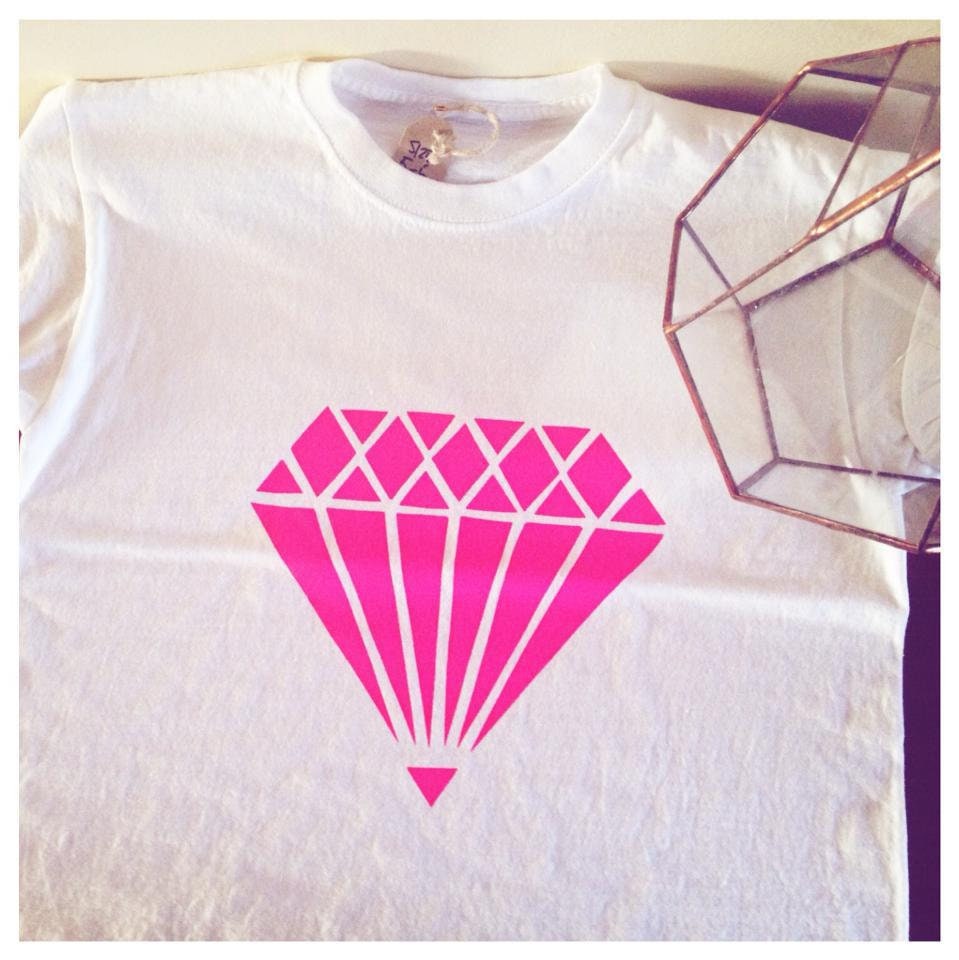 ROSE diamant fil Fluo Kids T-shirts - sérigraphié à la main ROSE - diamant fil Fluo Kids T-shirts - ROSE sérigraphié à la main 1910f5