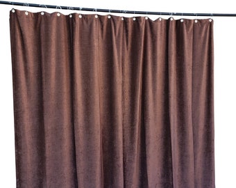 Brown Velvet Curtain 4'w x 10 ft High Long Panel FR NFPA 701 Flame Resistant, Fire Retardant Drapery Theatrical Stag Backdrop Custom Drape