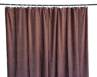 Brown 84 in wide x 96 inch Long Fire Treated Polyester Velvet Curtain Panel NFPA 701 w/Small Grommet Eyelet Top Room Partition Custom Drape