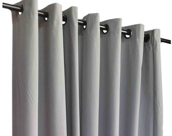 USED 9 ft wide x 12 ft high Gray Flock Velvet Fabric Curtain Panel Size 108 in w x 144 inch Long w/Nickel Grommet Eyelet top - Sold AS IS