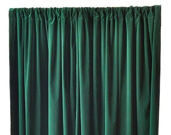 USED 4 ft w x 6 ft high Forest Green Flock Velvet Fabric Curtain/Drape Panel size 48 in wide x 72 inch Long w/4" Rod Pocket Top - Sold AS IS