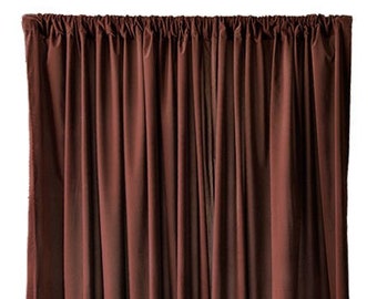 USED 5 ft wide x 10 ft high Brown Flocked Velvet Fabric Curtain/Drape Panel Size 60 in. w x 120 in. H w/4" Rod Pocket Top - Sold AS IS