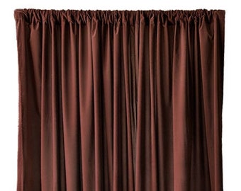 USED 6 ft wide x 9 ft high Brown Flocked Velvet Fabric Curtain/Drape Panel Size 72 in. w x 108 in. H w/4" Rod Pocket Top - Sold AS IS