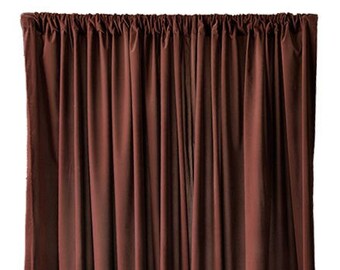 USED 4 ft w x 7 ft high Brown Flocking Velvet Fabric Curtain/Drape Panel w/Double-Sided Velvet (two fronts) w/4" Rod Pocket Top - Sold AS IS