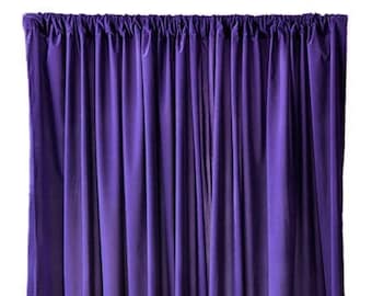 USED 5 ft wide x 10 ft high Purple Flocked Velvet Fabric Curtain/Drape Panel Size 60 in. w x 120 in. H w/4" Rod Pocket Top - Sold AS IS