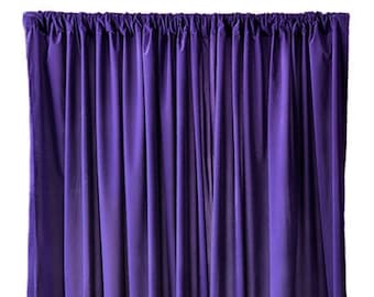 USED 4 ft wide x 9 ft high Purple Flocked Velvet Fabric Curtain Panel Size 48 in w x 108 inches Long w/4" Rod Pocket Top - Sold AS IS