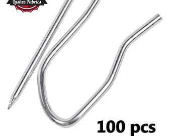 MorningRo 100 Pcs Stainless Steel Pinch Pleat Curtain Hooks Drapery Pins Deep Metal Prong Curtain Hangers For Window Shower Door