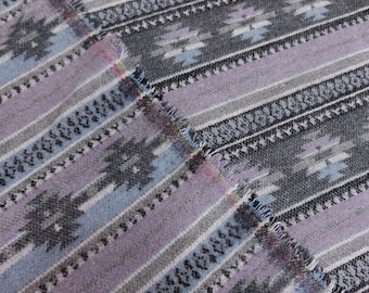 Wholesale Southwest Native Inspired Plush Fabric Charcoal Lavender Polyester, 59" Wide Geometric Western Print Sold by the Bolt - 30 Yards