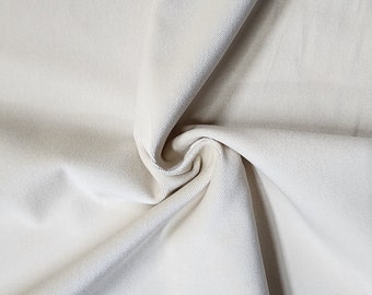 Luxury Solid Ivory 100% Cotton Velvet Velour Fabric for Upholstery Heavy Weight Thick Curtain Drapery Material Sold Per Yard 57 inch Wide
