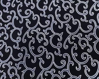 Wholesale Lot Black Silver Damask Embossed Velvet Fabric Sold By the Roll (Bolt) - 50 yards Polyester/Nylon 60 inch Wide Drapery/Upholstery