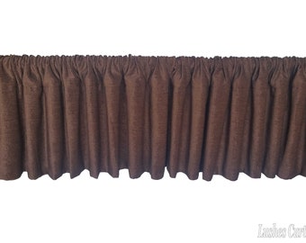 New Brown Rod Pocket Top Curtain Topper Velvet Window Valance 96 inch wide x 15 in High Panel Custom Drapery Treatment Modern Home Decor