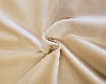 Luxurious Solid Cream 100% Cotton Velvet Velour Fabric for Upholstery Heavy Weight Curtain Drapery Material Sold by the Yard 54 inch Wide