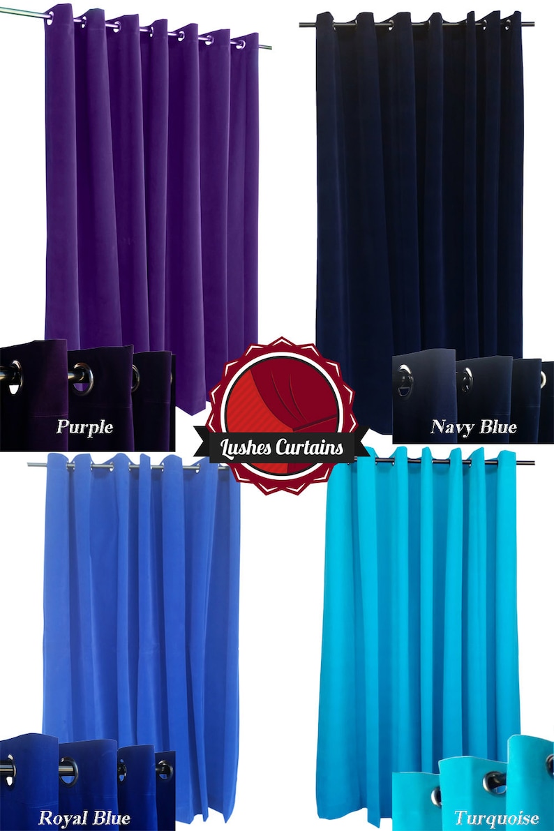 Navy Blue 14/' Extra Long Velvet Curtain Panel w//Grommet Top Eyelets Window Drape