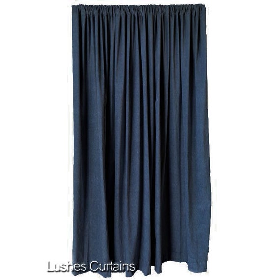 Navy Blue Cotton Velvet Curtain Panel 84 Inch High Long Home Etsy