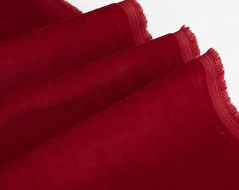 Luxury Quality Red 100% Cotton Velvet Velour Fabric for Upholstery Heavy Weight Thick Curtain Drapery Material Sold Per Yard 54 inch Wide