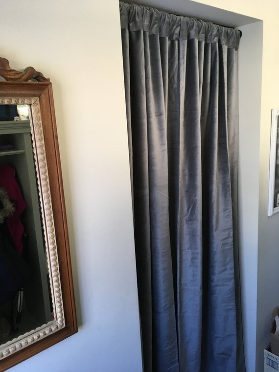 High Quality Gray Cotton Velvet Curtain Panel 120 Inch H Drop Etsy