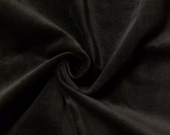 Quality Solid Black 100% Cotton Velvet Velour Fabric for Upholstery Heavy Weight Thick Curtain Drapery Material Sold Per Yard 54 inch Wide