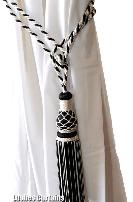 1 Luxury Handmade Black White Curtain Drape Rope Tassel Etsy