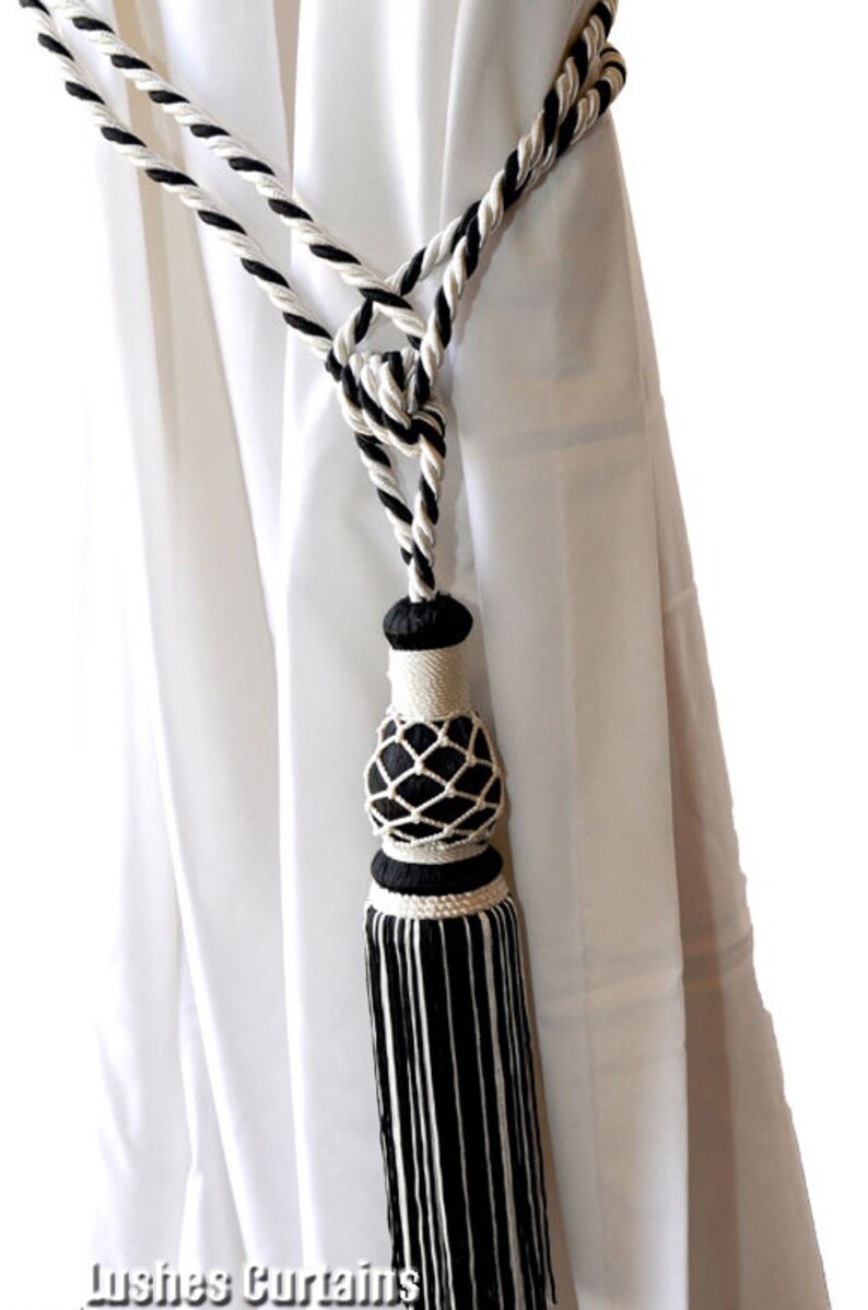 1 Luxury Handmade Black & White Curtain Drape Rope Tassel Etsy