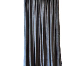 USED 5 ft wide x 6 ft high Black Cotton Velvet Fabric Curtain Panel Acoustic Sound Drape Size 60 inch wide x 72 in Long w/4" Rod Pocket Top