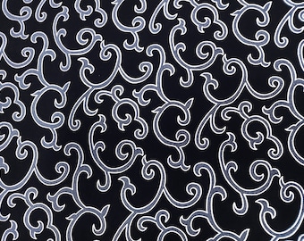 Luxury Black Silver Designer Damask Embossed Velvet Fabric Sold By the Yard Polyester/Nylon 60 inch Wide For Drapery, Curtains, Upholstery