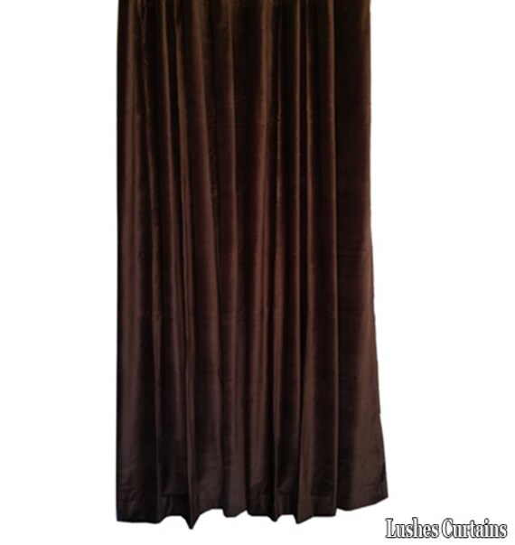 Brown Cotton Velvet Curtain Panel 108 Inch Long Heavy Thick Etsy