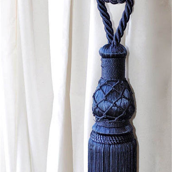 Luxurious Home Decor Vintage Look Handmade Blue Window Treatment Curtain/Drapery Acessory Tassel Rope Tie-back Drape Holdings Holdbacks