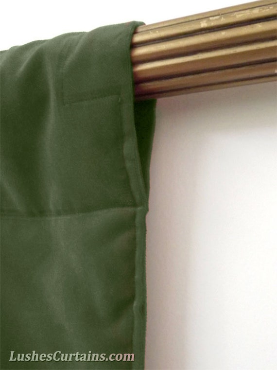 Elegant Green Cotton Velvet Curtain Panel 108 H Long Etsy