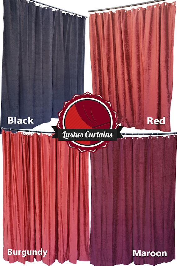 Red Velvet Curtain 13' H Panels Home Movie Theater Wall Decor Sound Proof Fabric 
