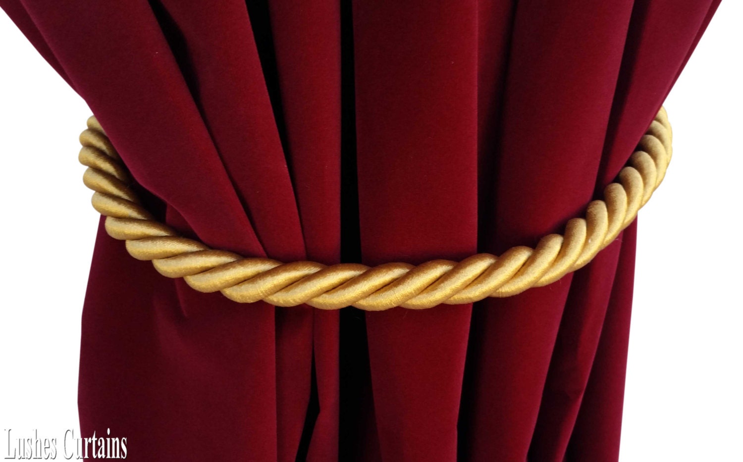 1 Large Handmade Gold Window Treatment Hardware Decor Curtain Tie Drapery Pull Back Cord/Rope 36 inch Long Thick Tieback Drape Hold Back