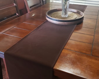 Brown Flocked Velvet Fabric Table Runner Polyester Dining Table Cloth Size 14 inch wide x 96 in Long Handmade Wedding Event Decorative Decor