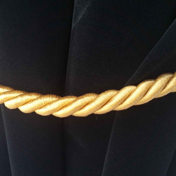 1 Large Elegant Handmade Gold Window Treatment Decor Curtain Tie Drapery Pull Back Cord/Rope 36" Long/ 1/2" Thick Tieback Drape Holdback