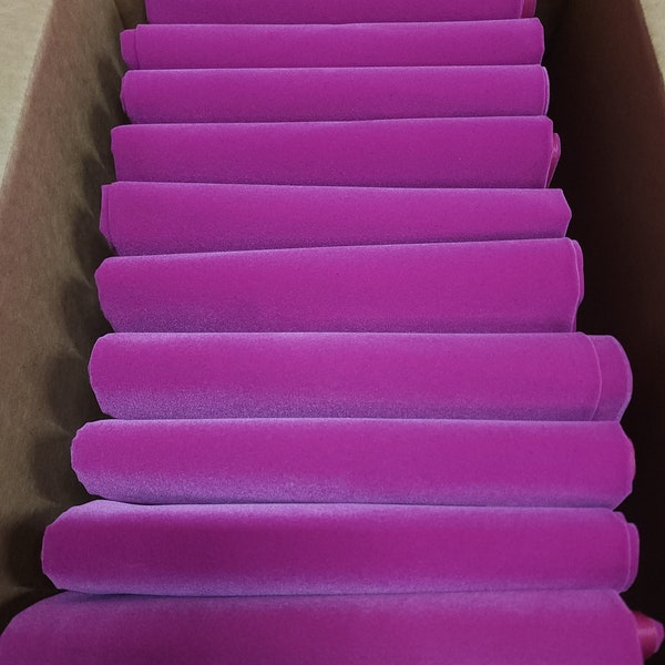 Lote de 10 yardas de tela de terciopelo flocado rosa Barbie sólida, Recortes de extremos de rollo, Poliéster, Cortina de nailon, Cortinas, Manualidades, Material de tapicería