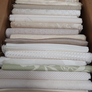 Lot of 20 Mixed Ivory Colors Vintage 80s 90s Fabric Yards Off Cuts-Roll End Scraps Sewing/Curtain/Drapery/Crafts/Upholstery Remnants