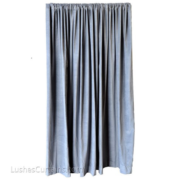 Luxurious Gray Cotton Velvet Curtain Panel 144 Inch H Long Etsy