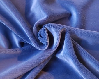Luxury Solid Light Slate Blue Color 100% Cotton Velvet Velour Fabric for Upholstery Thick Curtain Drapery Sofa DIY Sold by the Yard 54" Wide