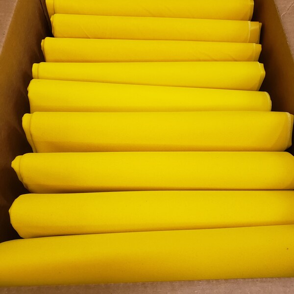 Lote 10 yardas de tela de terciopelo flocado amarillo sólido de cortes-rollo de restos de extremos poliéster/cortina de nailon/cortinas/artesanías/remanentes de material de tapicería