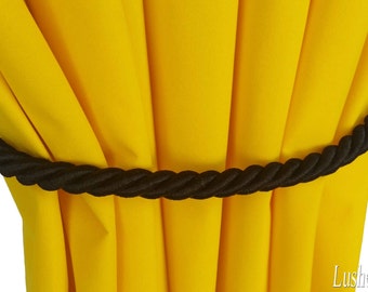 1 Single Luxury Handmade Black Window Treatment Decor Curtain Tie Drapery Pull Back Cord/Rope 36&quot; Long/ 1/2&quot; Thick Tieback Drape Holdback