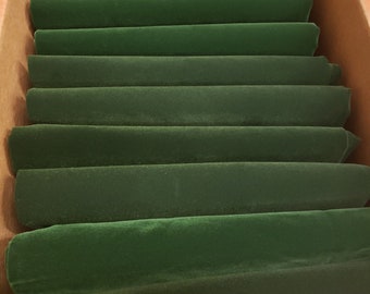 Lot of 10 Solid Green Flock Velvet Fabric Yards Off Cuts-Roll End Scraps Polyester/Nylon Curtain/Drapery/Crafts/Upholstery Material Remnants
