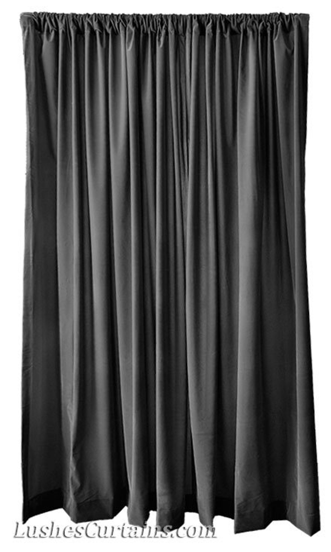 USED 12 Ft Wide X 5 Ft High Black Flocked Velvet Fabric Curtain/drape