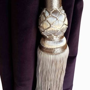 1 Gray Beautiful Luxurious Vintage Look Handmade Window Treatment Curtain Drapery Tassel Double Cord/Rope Tieback/Holdback Drape Pull Back