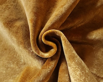 Luxury Yellow Gold Velvet Abstract Cotton/Polyester Heavy Fabric Upholstery Drapery Sold by the Yard 59 inch Golden