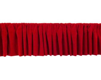 1pc Custom Made Wide Modern Home Decor/Housewares Cherry Red Rod Pocket Top Curtain Topper Flocked Velvet Window Valance Panel Drapery/Drape