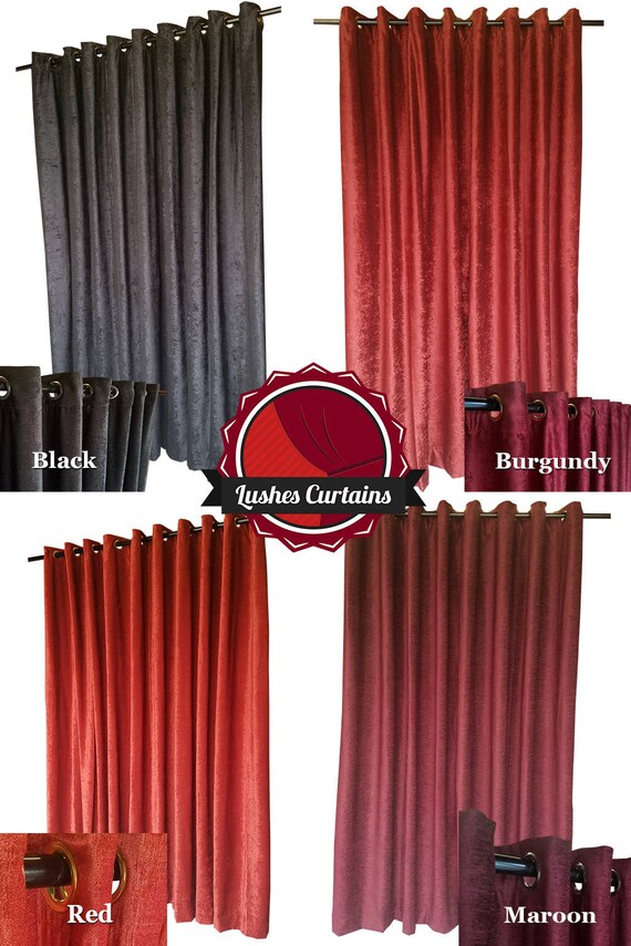 Polyester Velvet Curtain 96 Long Panel W Grommet Eyelet Etsy