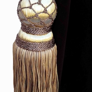 1 Beautiful Luxurious Vintage Look Handmade Brown & Gold Color Window Treatment Curtain Drapery Tassel Rope Tieback Holdback/Drape Holding